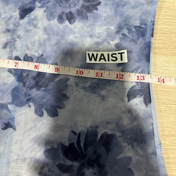 Hana 90s Y2K Vintage Sheer Mesh Overlay Floral Print T Shirt Midi Dress Blue S - Picture 10 of 12
